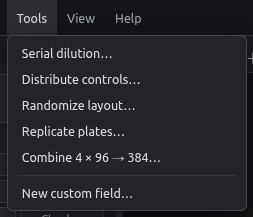 Tools menu